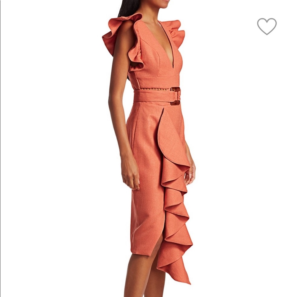 PatBO Coral Ruffle Midi Dress